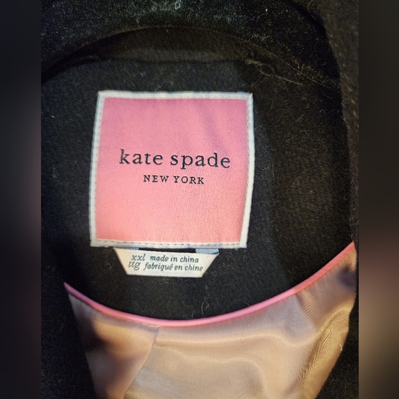 KATE SPADE Black Pleated Reefer A-Line Coat, Size XXL - Picture 8 of 10